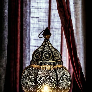 Vintage Antique Moroccan Lantern Iron Table Lamp Moroccan Lantern Garden Lantern Hanging Oriental Home Decor Candle Lanterns Outdoor Garden