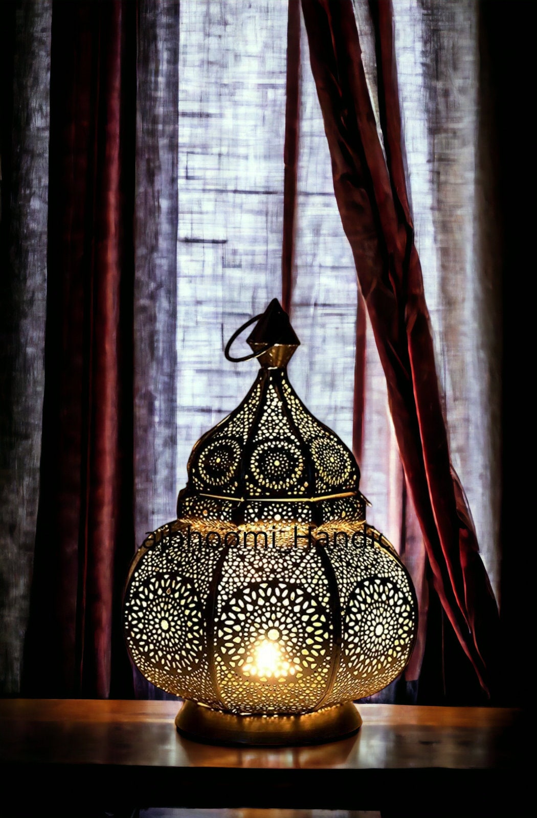 iHcrafts Moroccan Style Electric-Lantern LED Light Black Temple