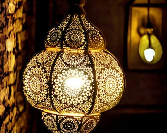 Modern Turkish Vintage Antique Look Moroccan Golden Ceiling Lights Home Lantern Pendant Gifts Oriental Arabian Hanging Lamps