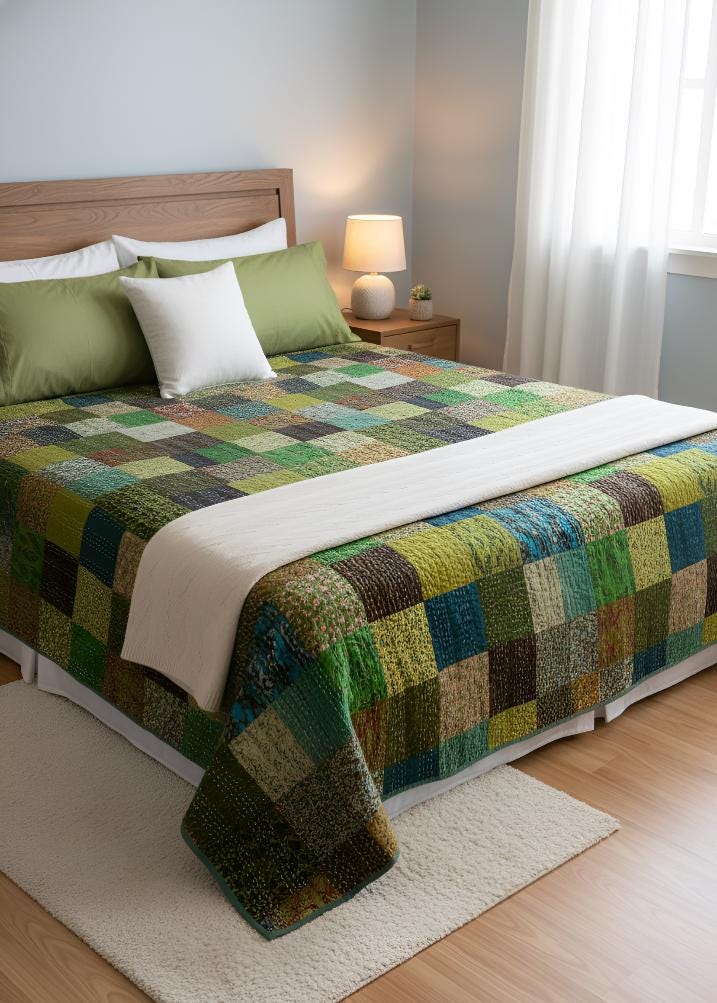 A TERMINER ,PATCHORK coloré dessus de lit ou housse de couette ,jeté de