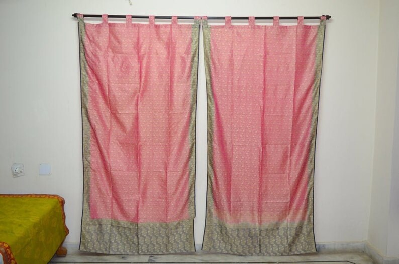 Buy 2 Pcs of Indian Curtain Saree Silk Curtain Sari Boho Curtain Online