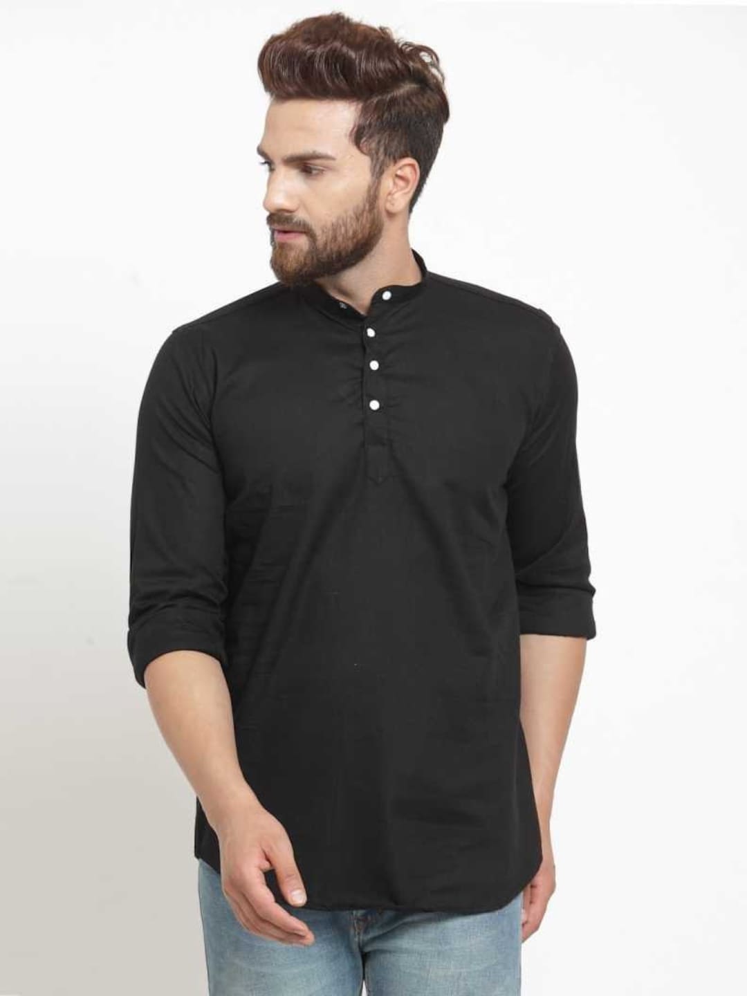 Indian Handmade 100% Cotton Short Black Shirt or Kurta Solid - Etsy