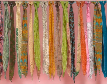 Wholesale Lot Of  Indian Vintage Silk Recycle Sari Sashes Head Wrap Neck Tie Scarf Silk Belt and Sashes Soft Fabric-Crafting Use Silk Sashes