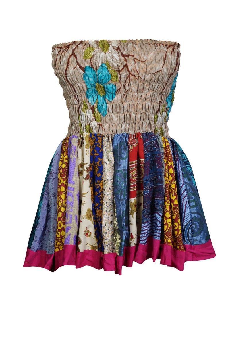 Effortless Colorful Silky Printed Boho Chic Mini Flirty Free Size Skirts Full Flare Ruched Waist Summer Style Flowy Short Skirts For Womens