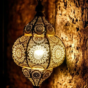 Antique Look Modern Turkish Vintage Moroccan Lantern Golden Ceiling Lantern Pendant Lights Oriental Arabian Hanging Lamp