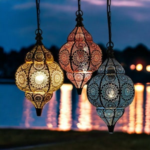 Modern Turkish Vintage Antique Hanging Ceiling Pendant Golden Light Fixture Lantern Gifts Oriental Arabian Hanging Lamps