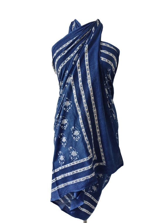 Indian Cotton Sarongs Hand Block Print Bikini Cover up Neck - Etsy