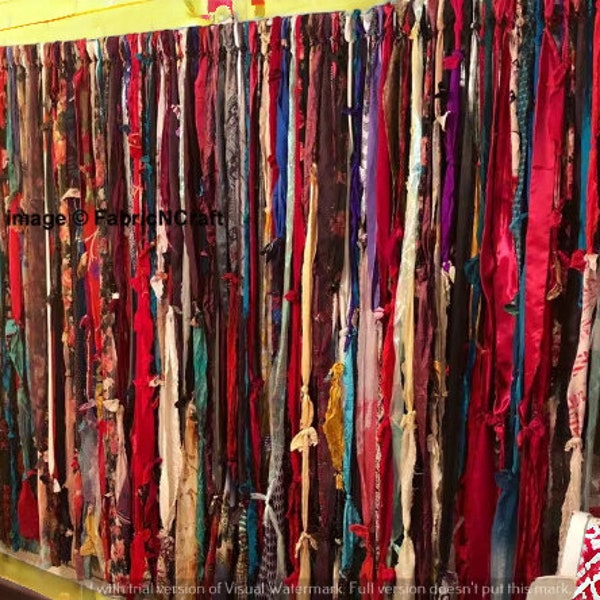 40 Strands, Bohemian gypsy rag curtains Window Bohemian Valance Indian Backdrop Wall Hanging Hippie Curtains Garland Gypsy Garland Curtains