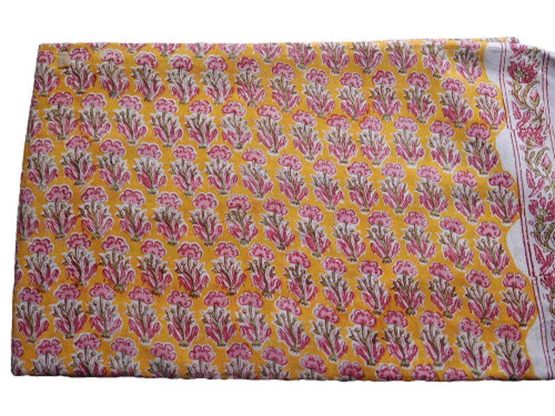 Indian Natural Hand Block Printed Fabric Handmade Cotton - Etsy