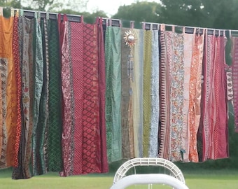 Wholesale Lot of Indian Vintage Old Silk Sari Multi color Handmade Patchwork Curtain Door Drape Window Home Decor Recycled Curtain