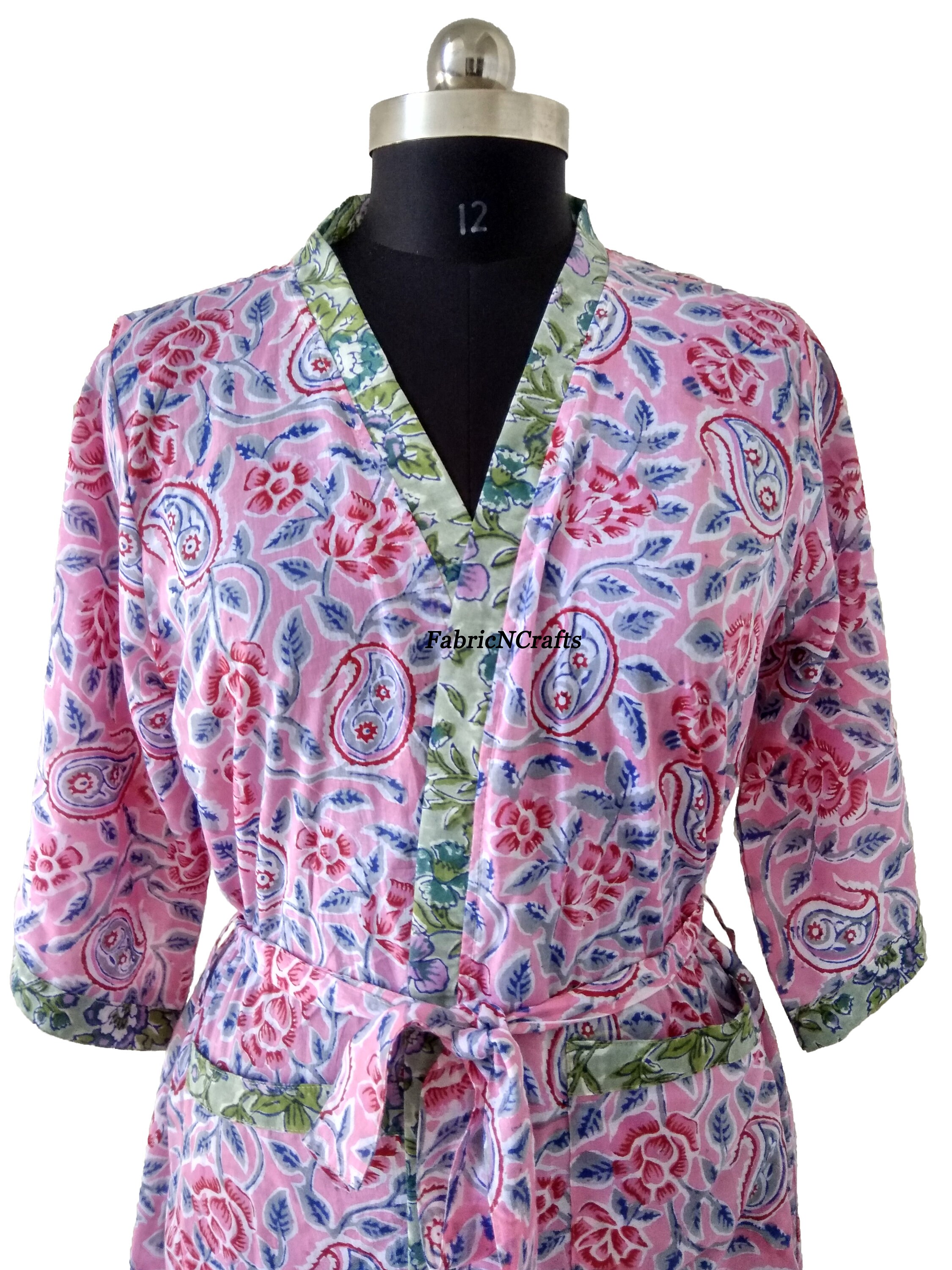 Indian Cotton Hand Block Printed Women's Kimono Robe Sexy Etsy