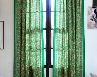 2 pièces indien vintage vieille soie sari tissu multicolore fait main rideau porte fenêtre décor up cycle rideau maison porte fenêtre rideau