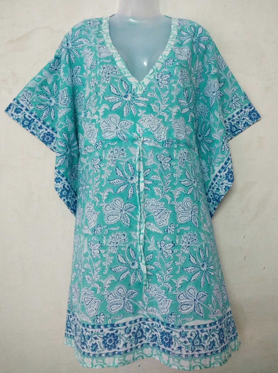 Indian Hand Block Printed Short Kaftan Beach Coverup Floral - Etsy