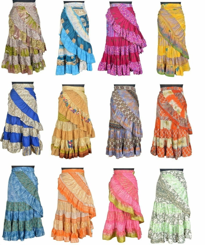 Елочка магия сари. Indian skirt. Wrap-around for women & Sarong for men.