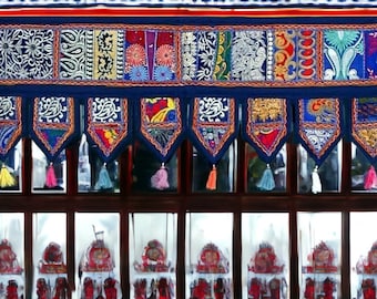 Handmade Banjara Window Valance Embroidered Gypsy Large Door Boho Curtain Topper Wall Tapestry Hanging Patchwork Indian Door Toran