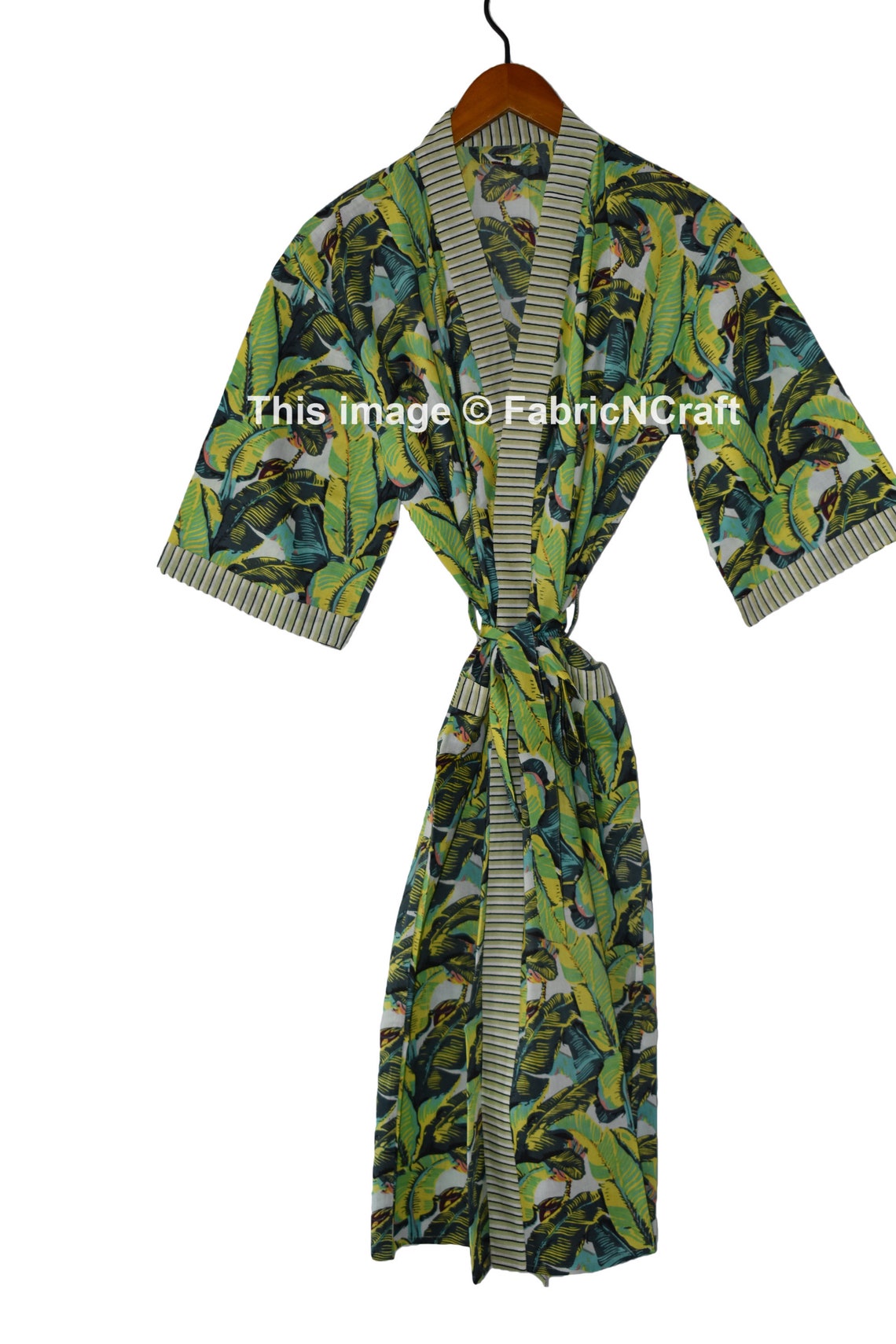 Long Cotton Kimono Handmade Floral Print Cover up Bath Etsy Canada