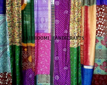 2 Pcs De Rideau Indien Saree Rideau De Soie Sari Boho Rideau Gypsy Rideau Hippy Boho Rideau Ethnique Tenture Rideau