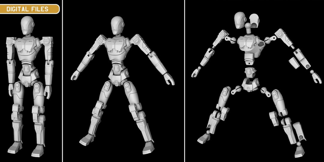 STL Files of Articulated Action Figure / 3D Print Droid Etsy