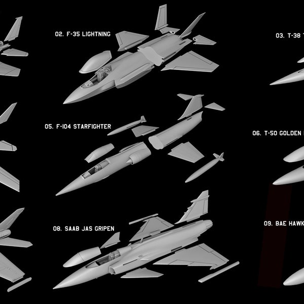 PACKAGE #02 - 9 PLUS 1 AIRCRAFTS - Stl Files Of Various Aircraft Model