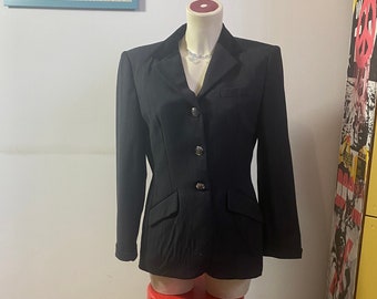 Ralph Lauren Petite Grey Tweed Blazer with Velvet Collar size 8P