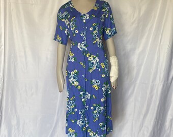 Blue Floral Tea Dress size UK 14