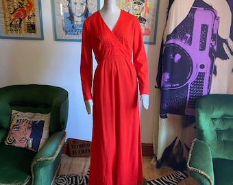1970S Bright Red Maxi Dress