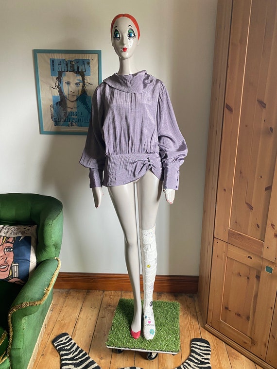 1980s Statement Blouse in Purple with Statement Co