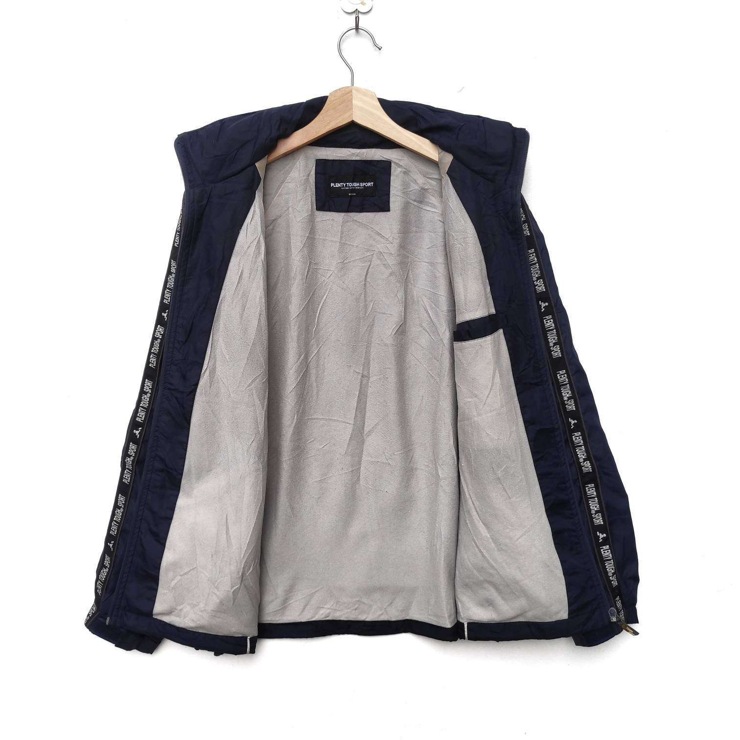 Vintage Plenty Tough Sport Windbreaker Light Jacket Dark Blue 