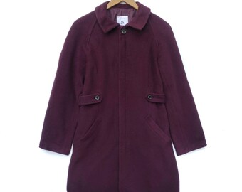 Vintage I.S SUNAO KUWAHARA Long Jacket Trench Coat Medium Size Issey Miyake Fashion Designer Dark Maroon Colour
