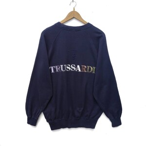 Vintage TRUSSARDI Sweatshirt Sweater Pullover Jumper Crew Neck Big Logo Embroidery Hip Hop Swag Streetwear Rap tee Vtg 90s Large Size