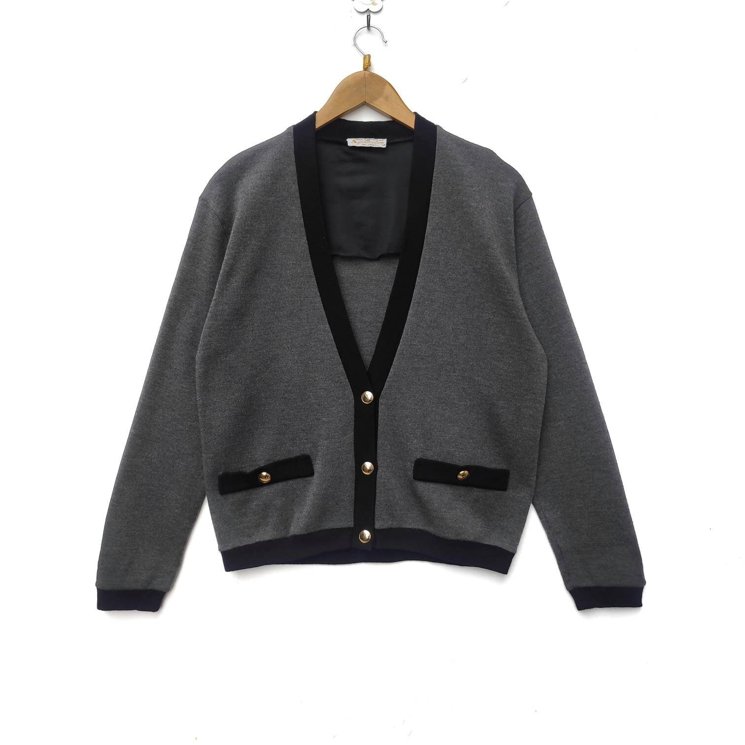 トップス 70s 80s Aquasqutum Cashmere Cardigan OG Vintage AQUASCUTUM Cardigan Sweater Button up Long Sleeve