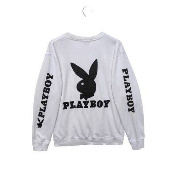 Vintage Playboy embroidery logo 90s grey XL sweatshirt hugh hefner