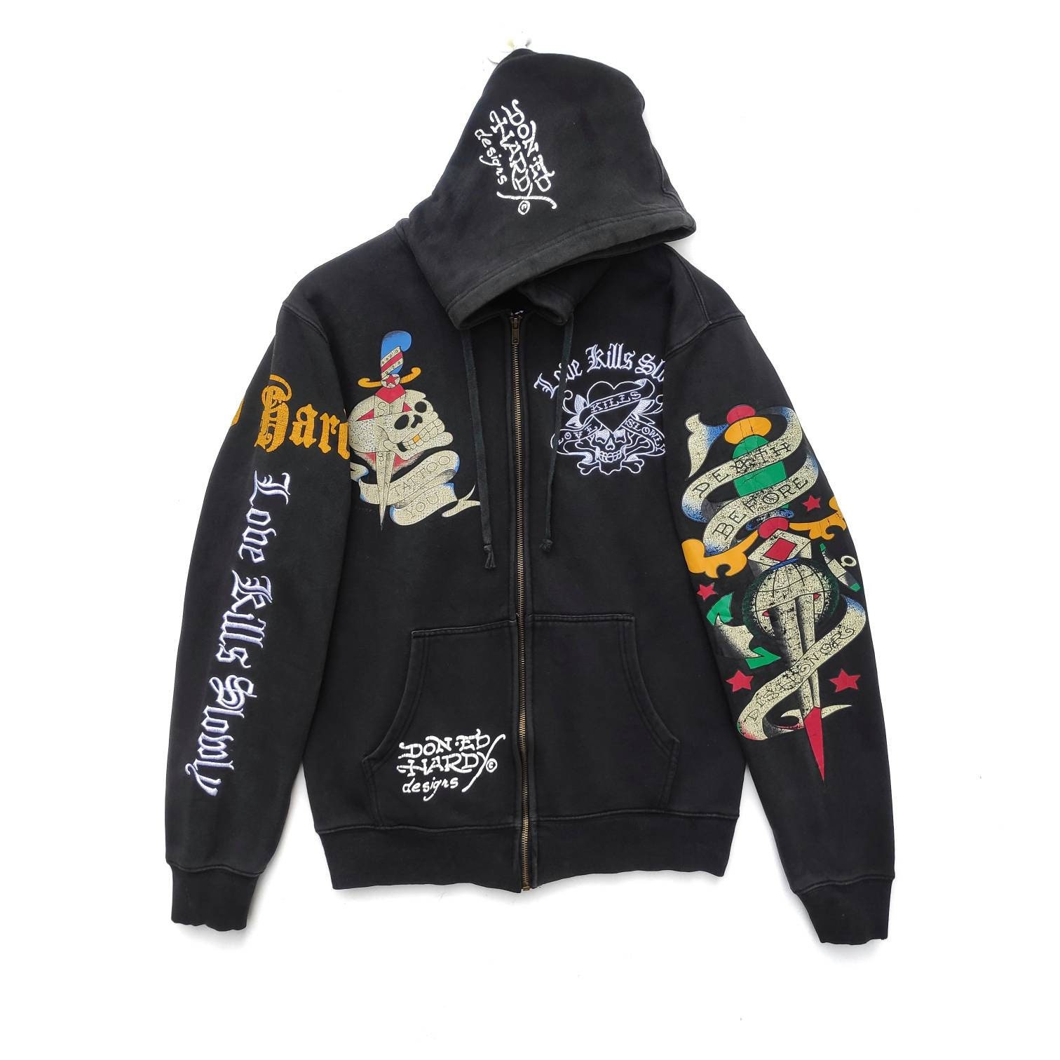 Don ED HARDY Hoodie Sweatshirt Sweater Pullover Embroidery Etsy