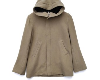 Vintage I.S SUNAO KUWAHARA Hoodie Zipper Jacket Medium Size Issey Miyake Japanese Fashion Designer Beige Colour