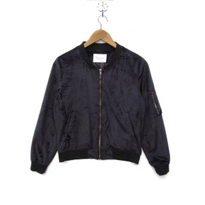 Blouson aviateur en velours Ma-1 Style pull de couleur noire pull zippé Hip hop butin des années 90 veste de vol militaire très petite taille Streetwear