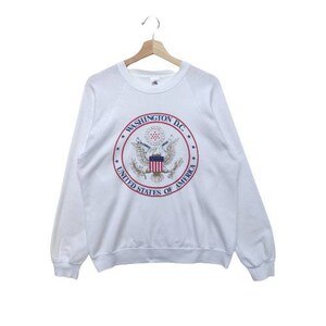 Vintage Usa The Great Seal WASHINGTON DC Sweatshirt Sweater Pullover Crewneck Jumper Large Size White Colour Shirt Vtg 90 Fruit Of The Loom