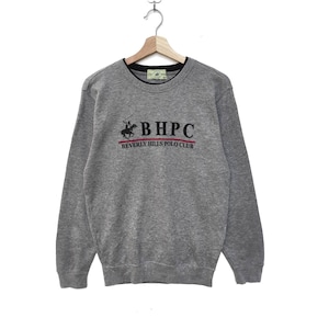 Vintage Beverly Hills Polo Club Sweatshirt Sweater Medium Size Pullover Jumper Long Sleeve Crew Neck Sportswear Shirt Sports Vtg 90s Gray