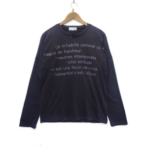 Vintage ELLE HOME PARIS Long Sleeve Tee Shirt Black Colour Large Size Vtg 90s Streewear Sportswear