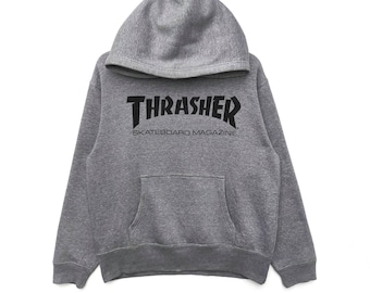 THRASHER Skateboard Magazine Hoodie  Sweatshirt Sweater Pullover Hip Hop Swag Rap Tee Shirt Medium Size Dope Streetwear Skater Sk8 Sports