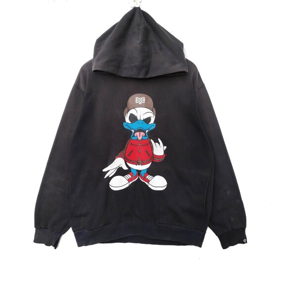 Vintage Damaged BOUNTY HUNTER X Disney Donald Duck Hoodie Sweater Pullover Jumper Big Logo Hip Hop Swag Rap Tee Large Size 90s Vtg Black Etsy