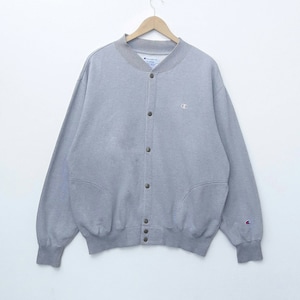 RARE! CHAMPION Button Up Sweatshirt Embroidery Logo Sweater Pullover Jumper Long Sleeve XL Size Hip Hop Swag Rap Tee Shirt Sportswear