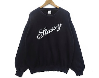 Vintage Distressed STUSSY 01 Sweatshirt Sweater Black Colour
