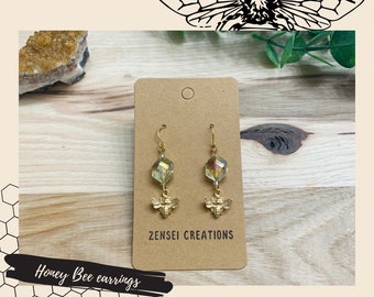 Honeycomb Bee Earrings