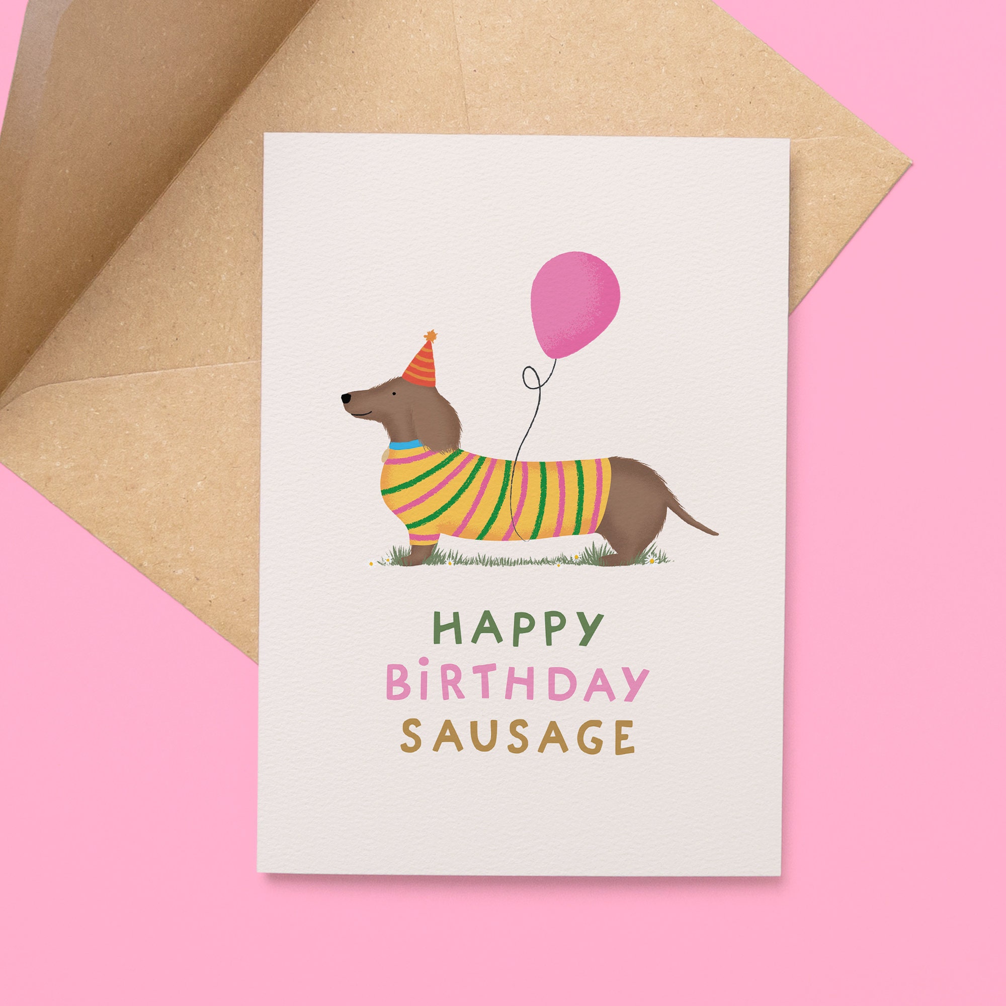 Dachshund Birthday Card: Sausage Dog Illustration, Party Hat - Etsy UK