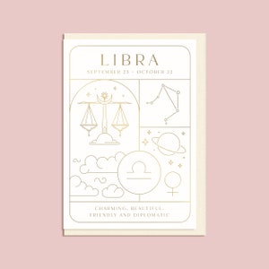 Libra Star Sign | Birthday Card with Gold Foil