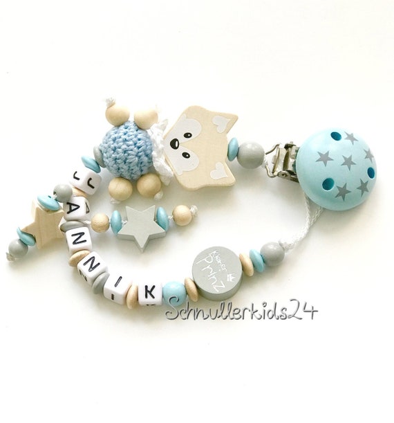 Schnullerkette mit Namen♥ ELEFANT ♥ mint rosa ♥ Babygeschenk Mädchen Nuckelkette