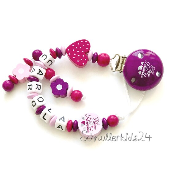 Schnullerkette /& Greifling mit Namen /♥M/ädchen Junge Mint Rosa /♥ H/äkelperle ★ Set