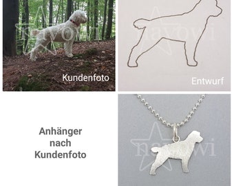Geschenk - Hundeliebe - Hund / Anhänger - HUND NACH FOTO - Silber - Handarbeit