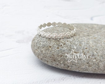Gift - Ring / Stacking Ring / Insertion Ring - Silver - Flower - Handmade