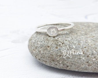 Gift - Ring / Stacking Ring / Insertion Ring - Silver - Star - Handmade